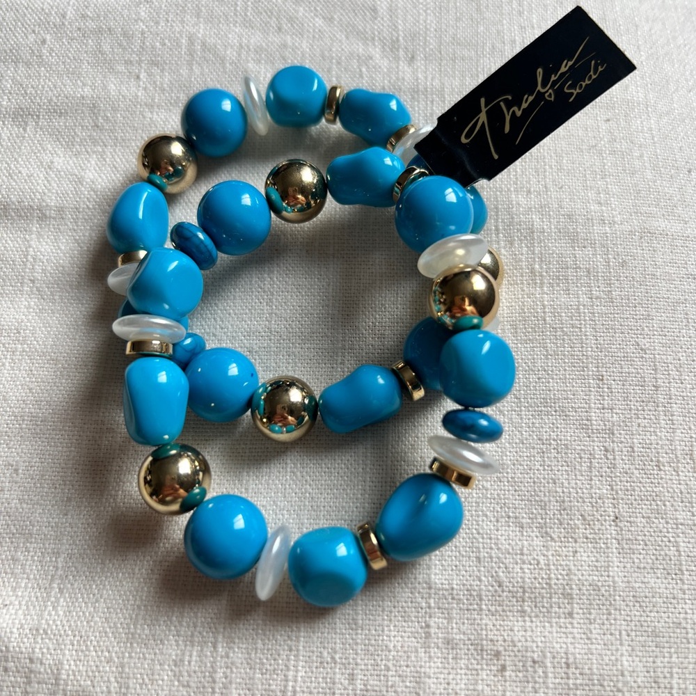 Thalia Sodi Turquoise and Gold Bracelet Set